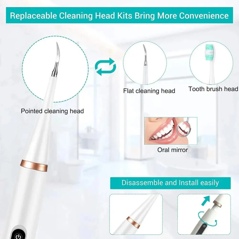 Electric Sonic Toothbrush 3-in-1 – Tartar Remover, Teeth Whitening, USB Rechargeable with Replaceable Brush Head