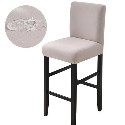 Waterproof Bar Stool Covers - Stretch Short Back Chair Protector Covers for Kitchen Dining Room Cafe Counter Height Seats
