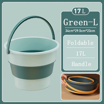 Portable Foldable Silicone Bucket - 5/10/17L Collapsible Basin for Camping, Laundry, Car Wash, Fishing & Household Use