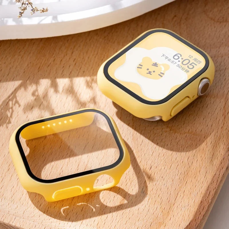 Tempered Glass Apple Watch Case - Full Screen Protector Cover for Series 9, 8, 7, 6, SE 45mm 44mm 41mm 40mm