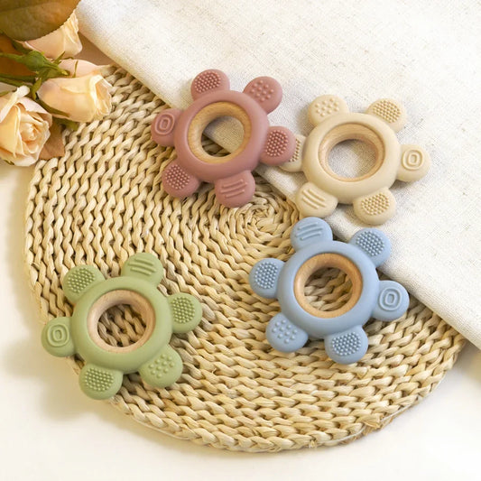 Baby Silicone Teether Necklace - Rudder Shape BPA Free Sensory Chewing Toy for Infant Teething Relief