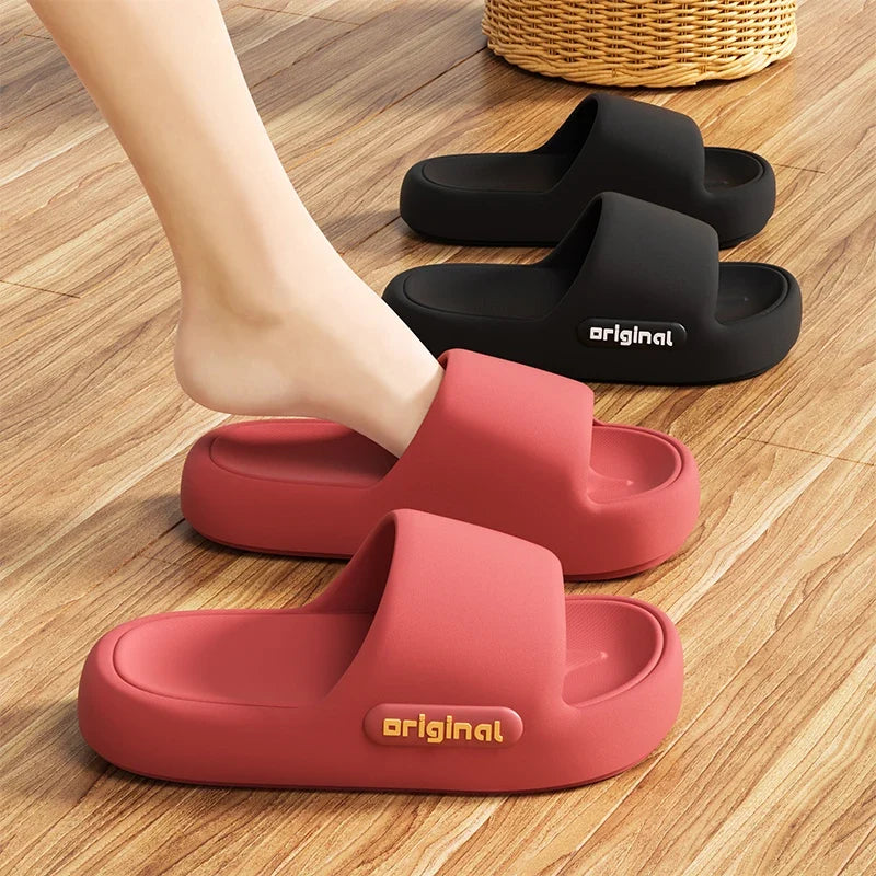 Cloud Platform Slippers for Women - Thick Soft Sole Letter Print Beach Slides for Comfortable Everyday Wear