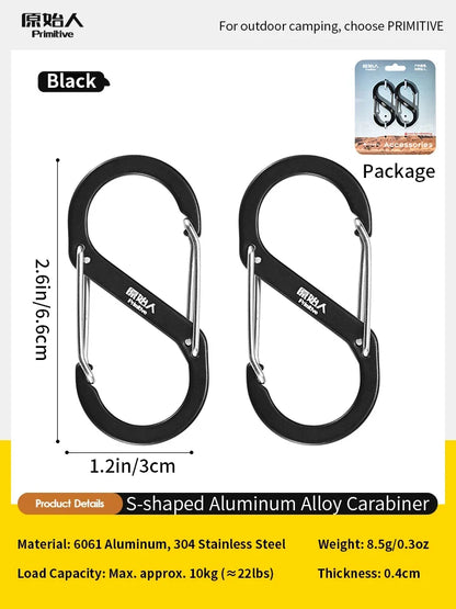 PRIMITIVE Aluminum Alloy Carabiner - Heavy Duty Dual Lock S-Biner Keychain Hook