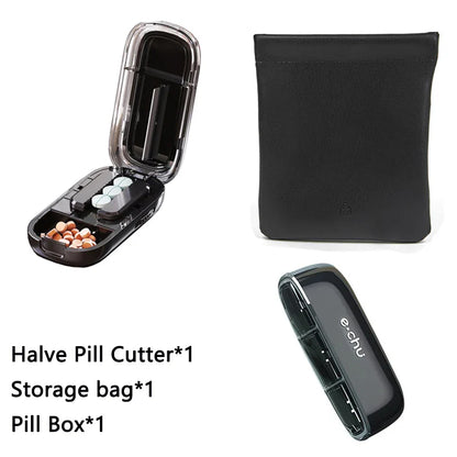 Newest Quartering Pill Cutter & Storage Box – Portable Dustproof Medicine Divider Organizer & Crusher