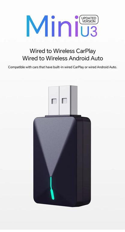 Mini U3 Smart Box for Mazda – Wireless CarPlay & Android Auto, Plug & Play with OTA Upgrade