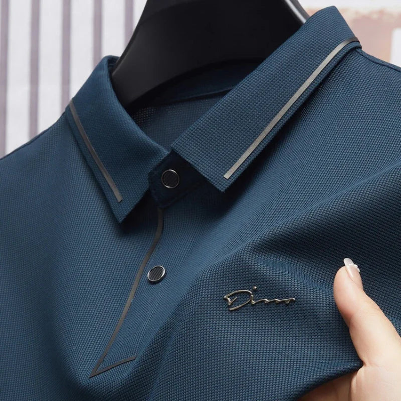 Men's Premium Luxury Polo Shirt - Seamless Cool Fabric Slim Fit Business Golf Top