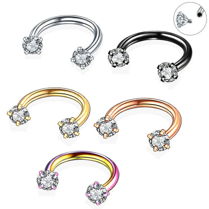 Stainless Steel Crystal Hoop Piercing – Nose, Ear, Belly Ring for Women & Men, Cartilage Helix Daith Jewelry