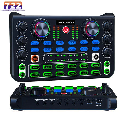 X60 Professional Sound Card Mixer - English Version Audio Interface for Karaoke, KTV Singing, Broadcasting & Studio Recording