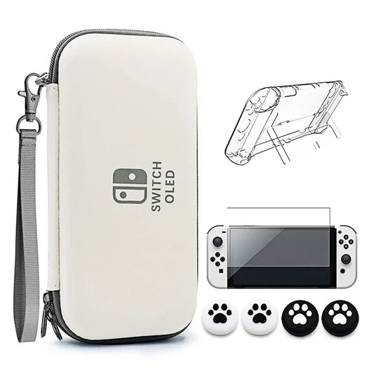7-in-1 Nintendo Switch OLED Crystal Shell Case Kit: Storage & Carrying Accessories