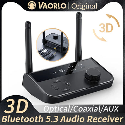 Bluetooth 5.3 3D Stereo Audio Receiver | Optical, Coaxial, 3.5mm AUX Output Wireless Adapter for Car Speakers