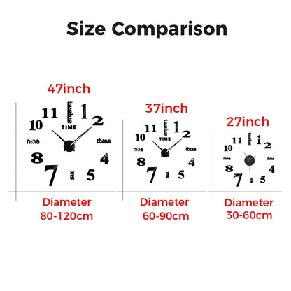 3D DIY Wall Clock - Modern Acrylic Mirror Sticker Quartz Clock For Living Room Decor With Silent Movement