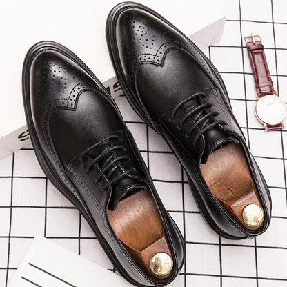 Men’s Classic Leather Brogue Dress Shoes - Formal Office, Wedding & Casual Business Shoes for Men