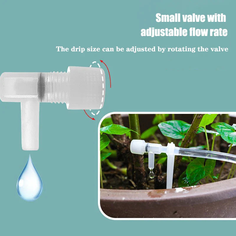 Garden Drip Irrigation Kit — Water-Saving Micro Dripper System with Regulating Valve and 4/7mm Hose for Potted Plants and Greenhouse