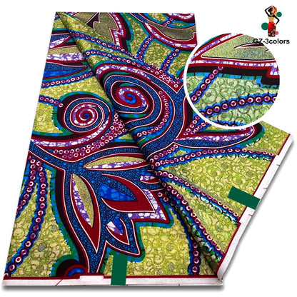 African Gold Print Wax Fabric - 100% Cotton Soft Nigerian Ankara Batik Pagne Material