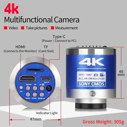 1080P 4K Digital Microscope — Full HD Industrial C-Mount Camera for PCB Welding & Mobile Phone Repair Stand