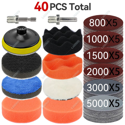 3–7 Inch Sandpaper & Polishing Sponge Set 100–5000 Grit – Car Headlight Restoration Buffing Discs for Waxing, Sanding & Polishing