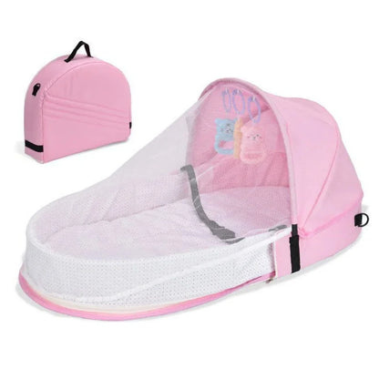 Foldable Baby Travel Crib - Anti-Crush Portable Bed with Mosquito Net & Comfortable Mattress for Newborns