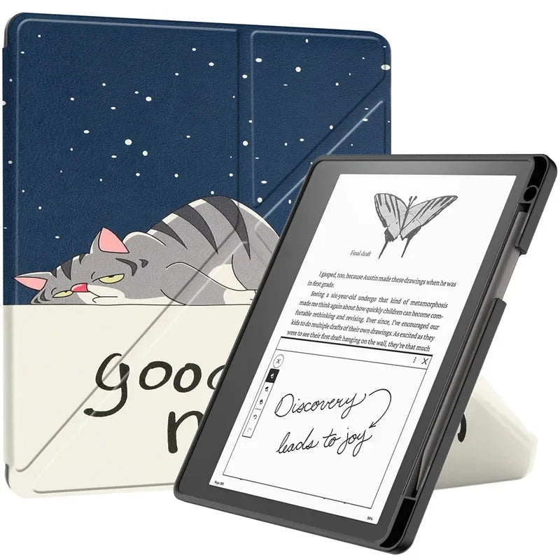 Kindle Scribe 2024 10.2″ Case — PU Leather Multi-Folding Stand with Smart Auto Wake/Sleep and Pencil Holder Ebook Cover