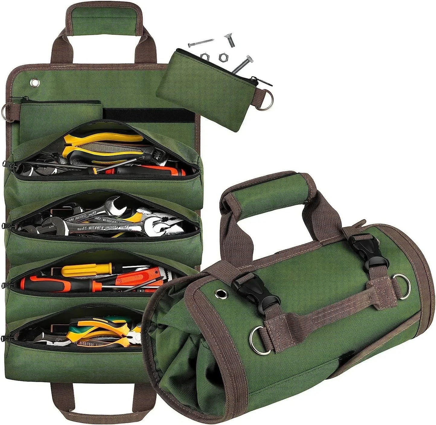 Multi-Purpose Tool Bag - Professional Roll-Up Organizer with Multiple Pockets for Hardware Tools