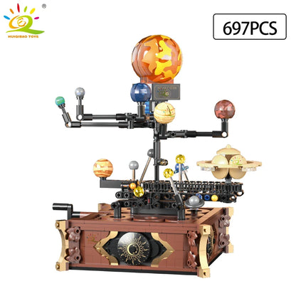 HUIQIBAO MOC Solar System Building Blocks - Space Planet Orbit Model Toy for Kids Desk Decor and Educational Ornament