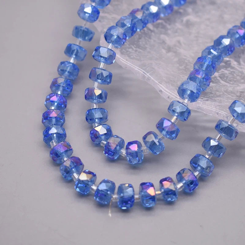 8mm Crystal Glass Beads Set - 30PCS Color Wheel Faceted Round Loose Beads for DIY Jewelry Making & Bracelets