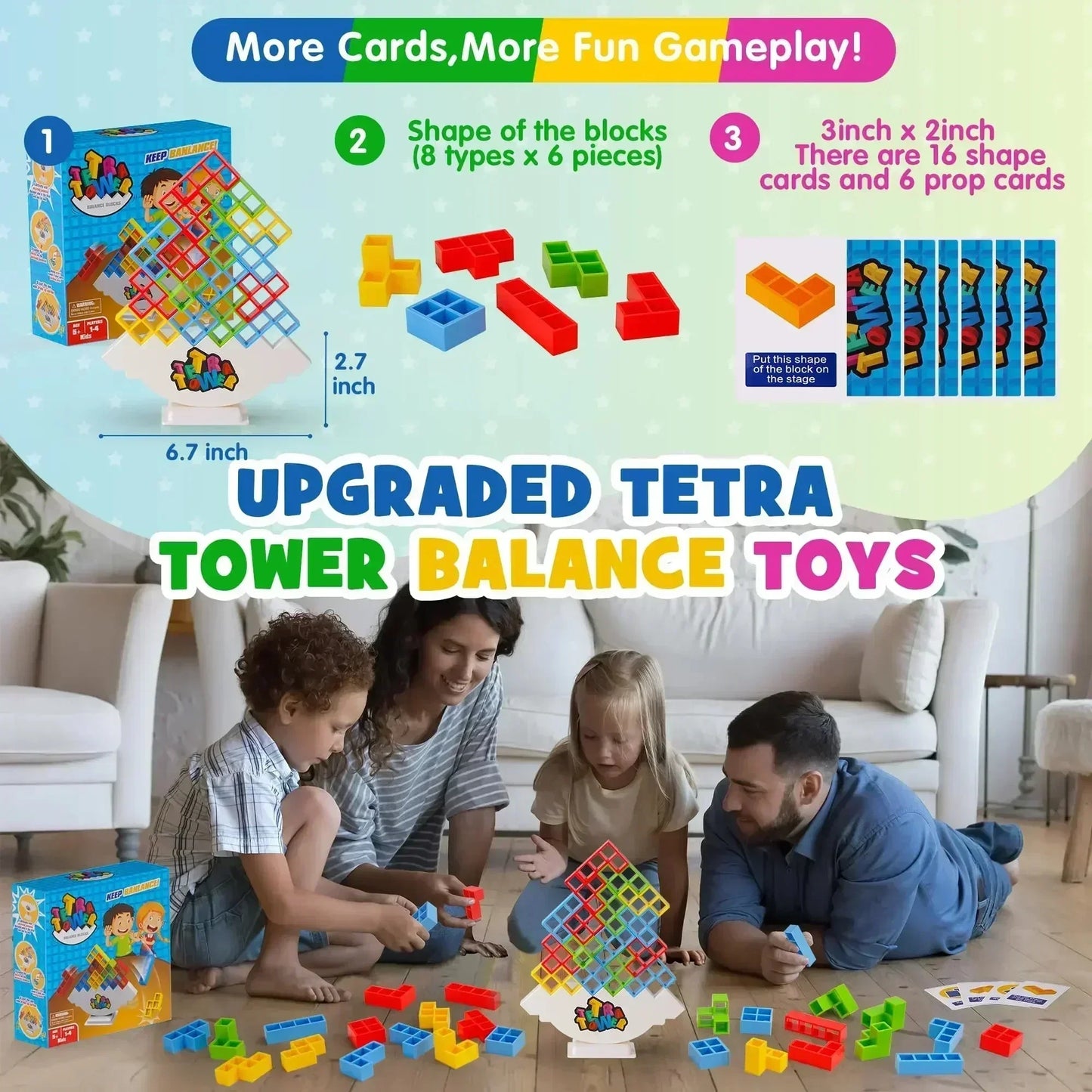 Tetra Tower Balance Puzzle Game - Fun Stacking Building Board Game for Kids Adults Family Friends Party Gift