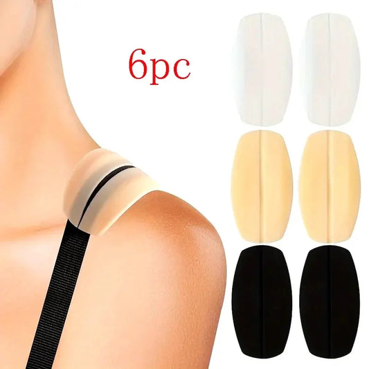 Invisible Silicone Bra Strap Pads - Non-Slip Pressure Relief Cushions (6-Piece Set)