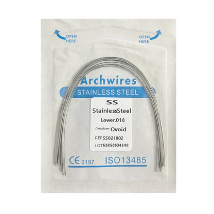 10PCS Dental Orthodontic Arch Wire Set - Stainless Steel Round & Rectangular Dentist Ovoid Form Material