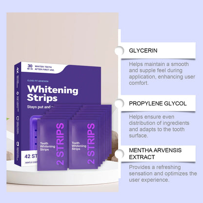 Purple Teeth Whitening Strips - Advanced Whitening Gel for Yellow Teeth Stain Removal & Bright Smile Care