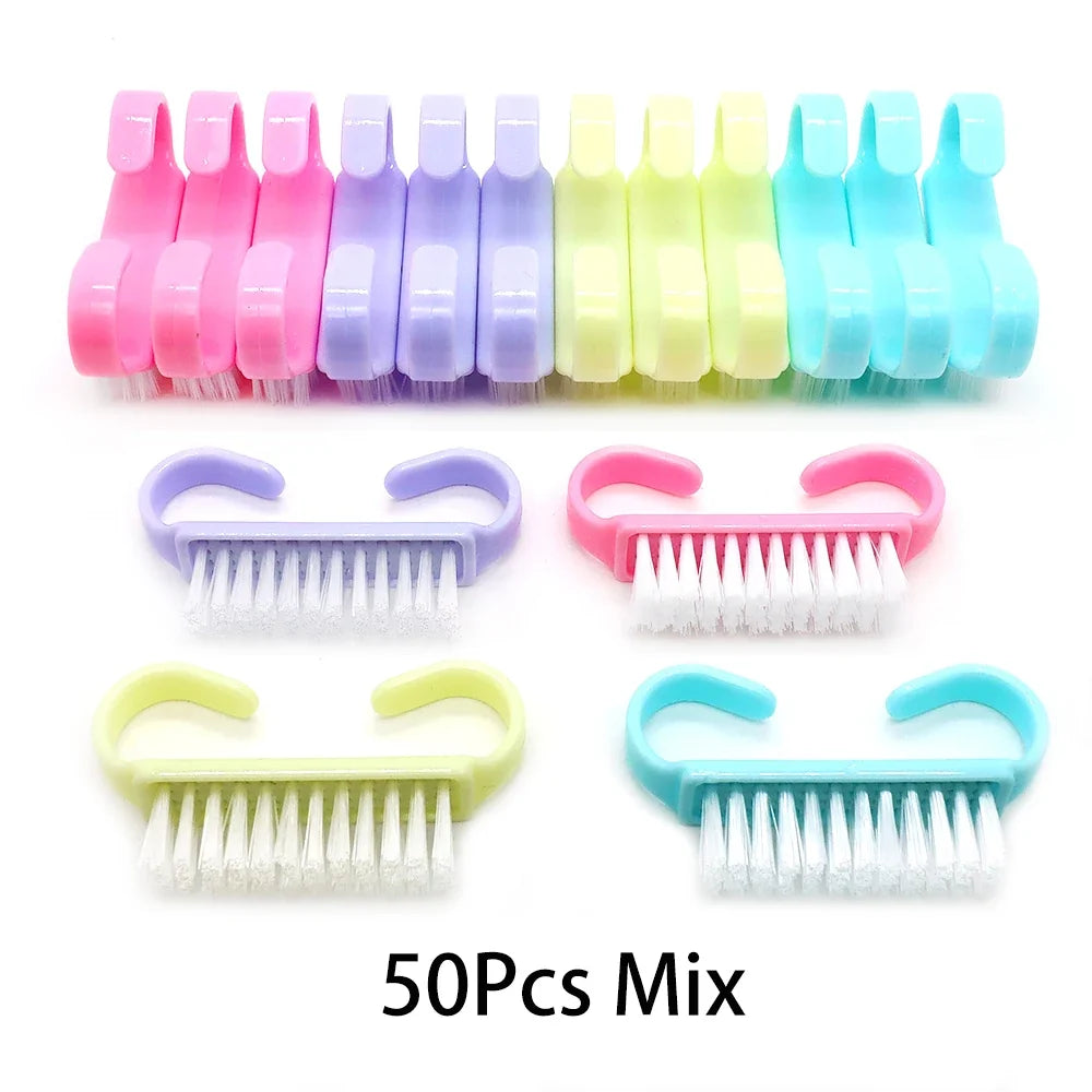 10/20/50/100pcs Nail Cleaning Brush Set - Handle Grip Fingernail Scrubber Tools for Men & Women Manicure Care