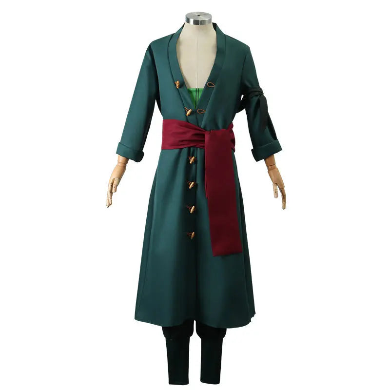 Roronoa Zoro Cosplay Costume - Anime Kimono Robe Cloak Uniform with Earrings for Halloween & Comic Con