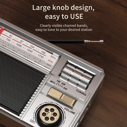 Retro All-Band Portable Radio – Wireless Audio, Solar & Multi-Mode Charging, Long Battery Life Outdoor Emergency Radio with Multiple Playback Modes