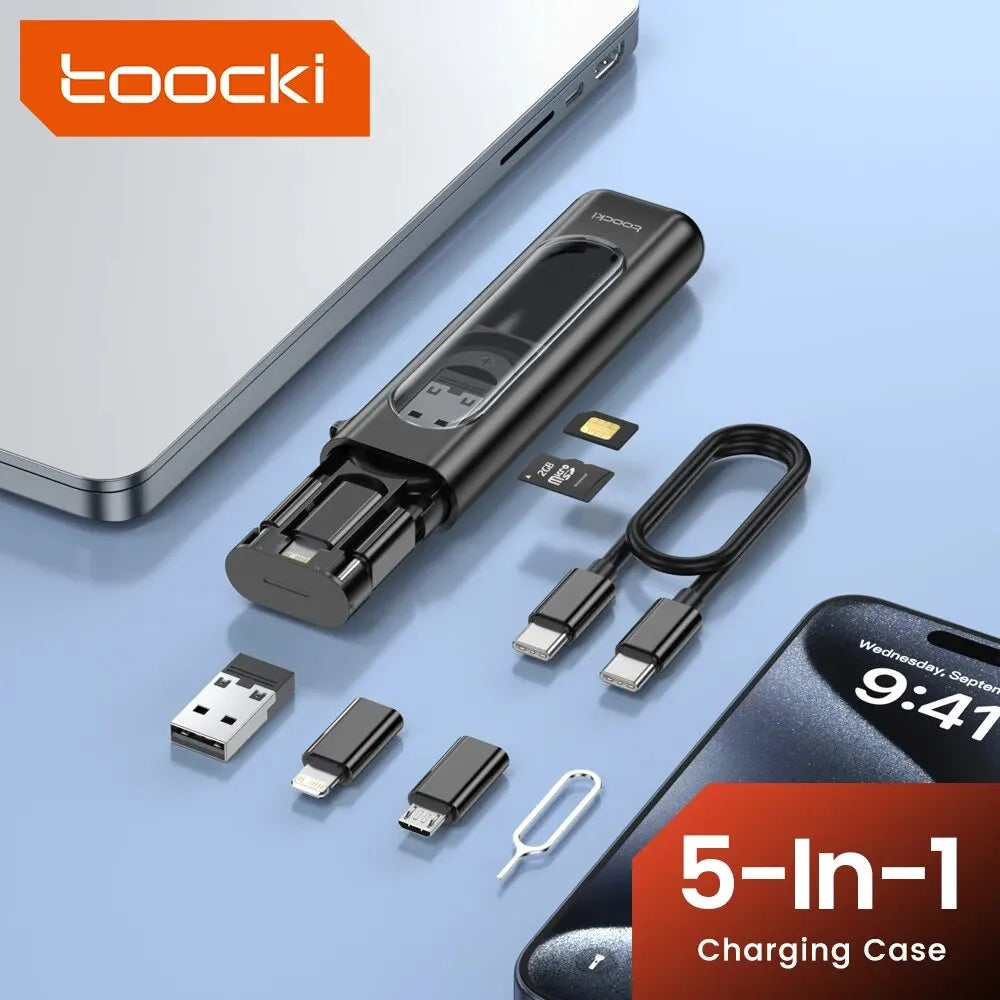 Toocki 5-in-1 USB-C to USB-C PD 60W Fast Charging Cable Set – Multi Adapter Charging Kit for iPhone 15 Pro Max, Samsung S23 & Xiaomi Devices