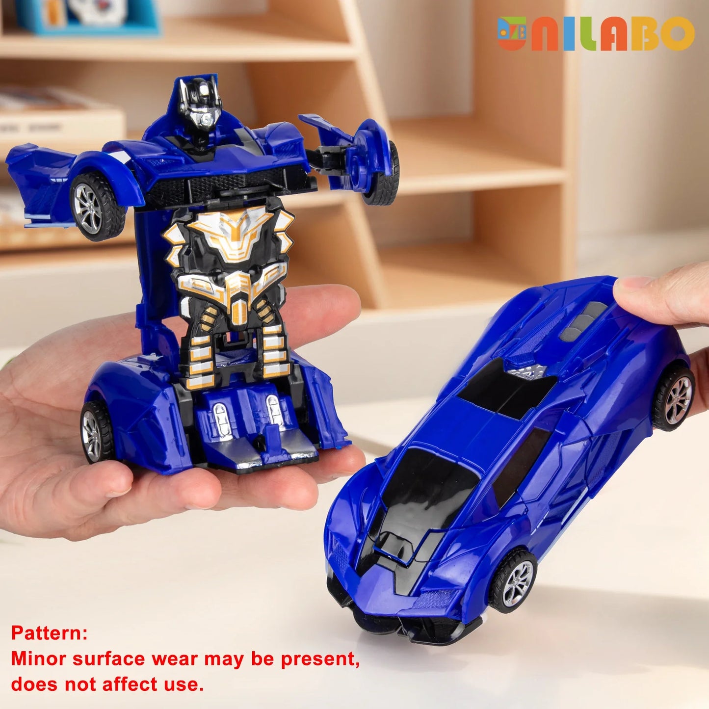 Transformable Robot Sports Car Toy - Battery-Free Educational Vehicle Model for Kids' Play & Learning