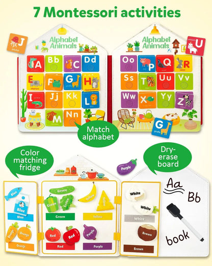 Toddler Felt Montessori Busy Book – Sensory Activity Boards, Fine Motor Skills, Quiet Book Educational Toy for Preschool