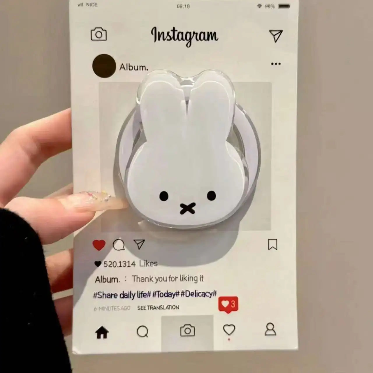 Kawaii Miffy Rabbit Magnetic Phone Stand - Portable Telescopic Airbag Holder for Mobile Phones & Gifts