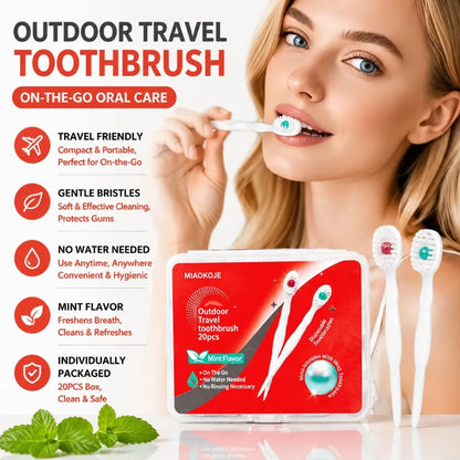 20pcs Mini Travel Toothbrush Set - Disposable Toothbrush With Toothpaste Beads Portable Adult Oral Cleaning Kit