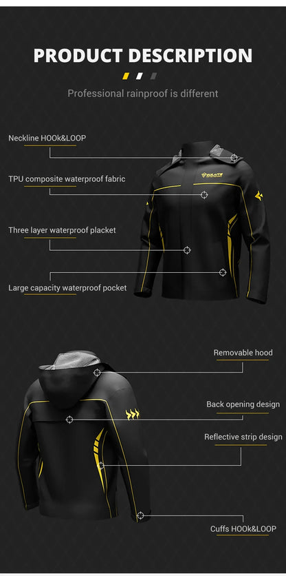 Waterproof Motorcycle Raincoat Suit – Men & Women Moto Raincoat Jacket & Pants Set for Bikers