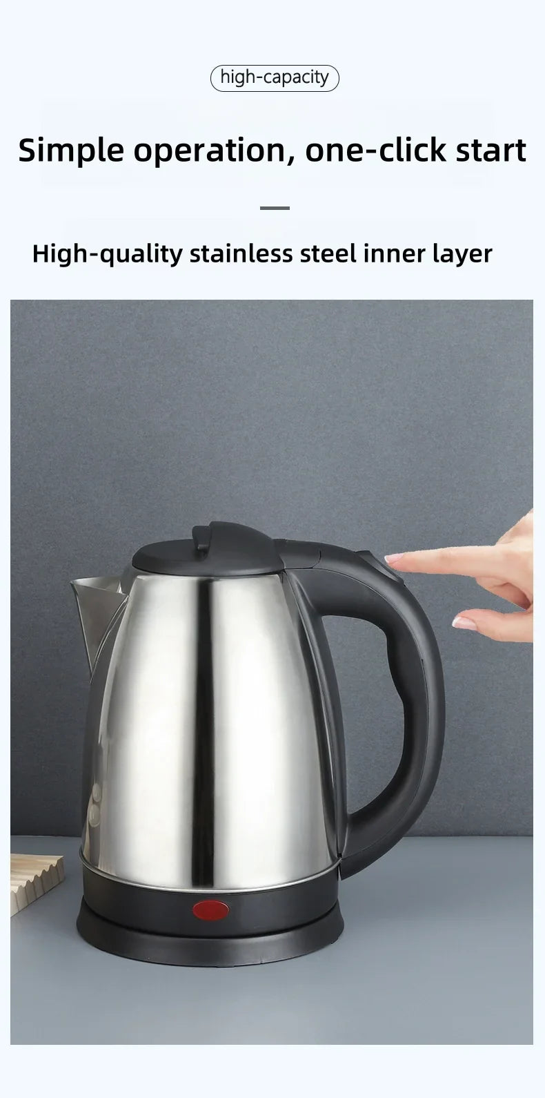 2L Travel Electric Kettle | Stainless Steel Portable Water Boiler for Tea, Coffee & Kitchen