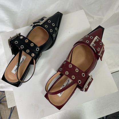 Women’s Pointed Toe Slingback Sandals – 2025 Spring Fashion Flats, Large Sizes