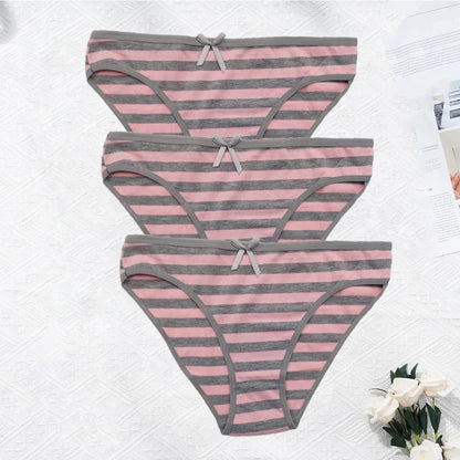 YOUREGINA Plus Size Seamless Panties - Striped Cotton Women’s Underwear Briefs 3 Pack