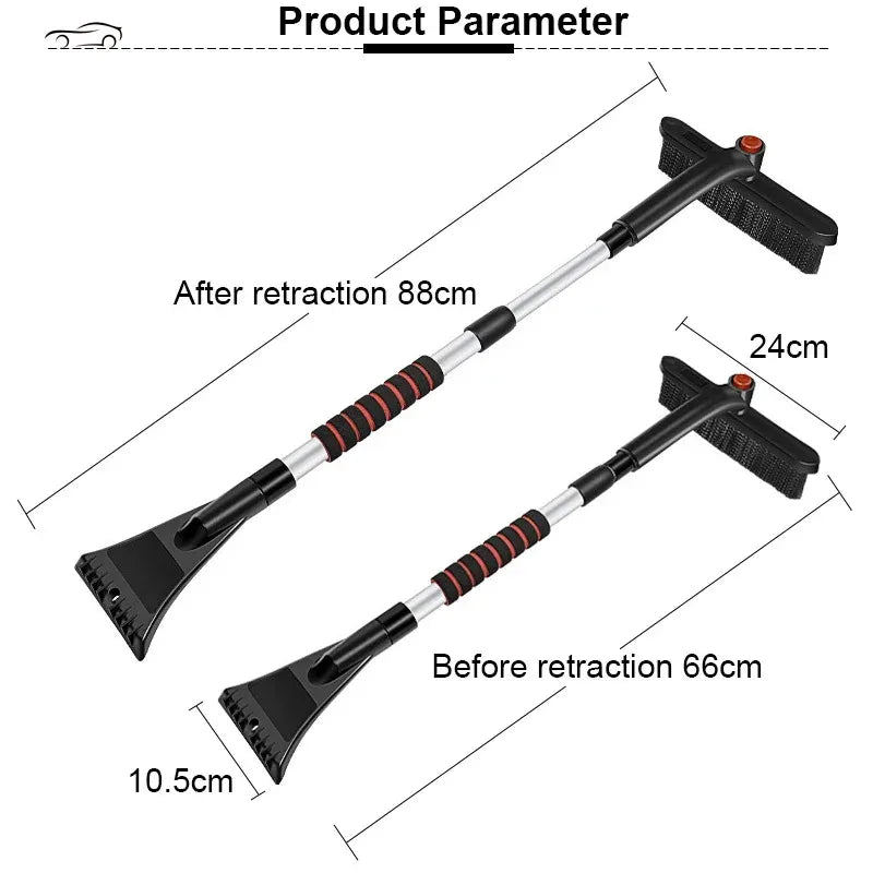 Winter Car Snow Shovel & Ice Scraper – Extendable Detachable Windshield Cleaning Brush Tool
