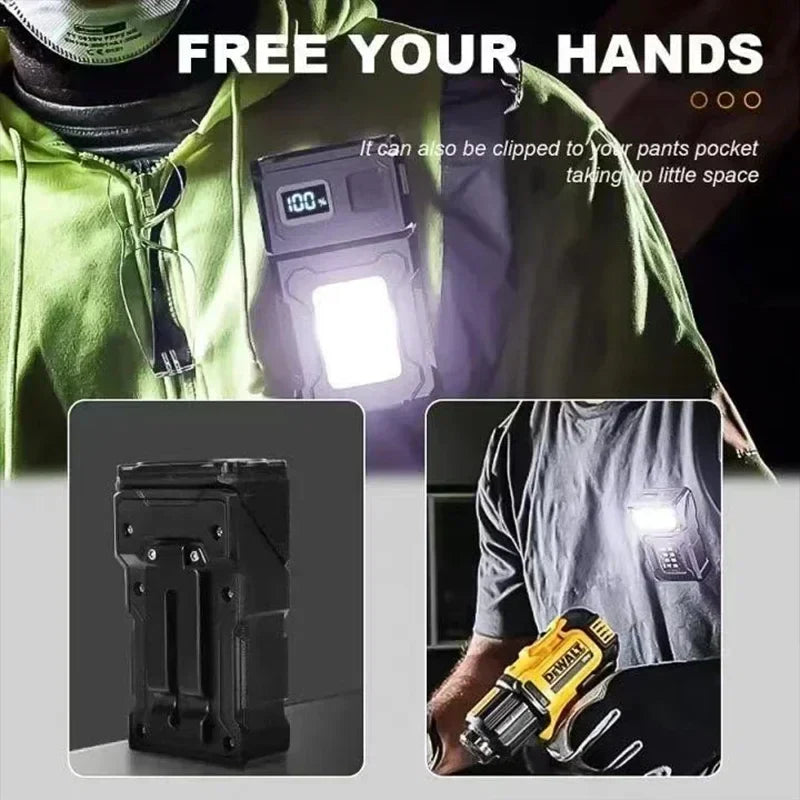 2/1pcs Portable Mini USB Rechargeable Flashlight — Super Bright LED Tail Magnet Torch with COB Emergency Light for Camping & Hiking