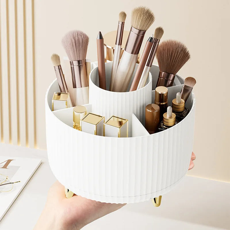 360° Rotating Makeup Organizer - Large Capacity Cosmetic Storage Box for Lipstick, Brushes & Bathroom Vanity