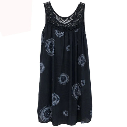 Women’s Summer Camisole Dress - Lace Print Sleeveless Loose Swing Maxi Dress Plus Size Long Skirt Outfit