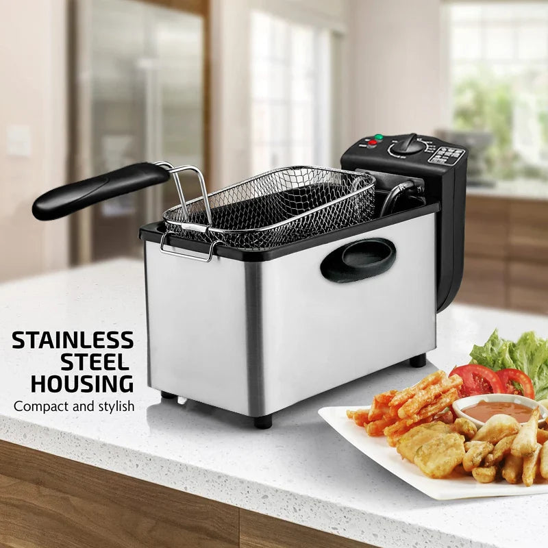 2000W Electric Deep Fryer – 4L Oil Frying Machine with Adjustable Thermostat for Chicken, Fries & Grill