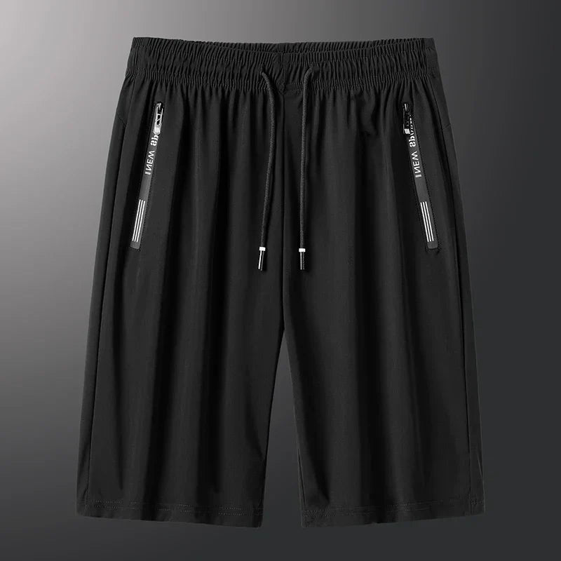 Men's Plus Size Casual Shorts – 6XL-7XL Stretchy Ice Silk Gym & Beach Shorts, Quick Dry & Breathable Summer Pants