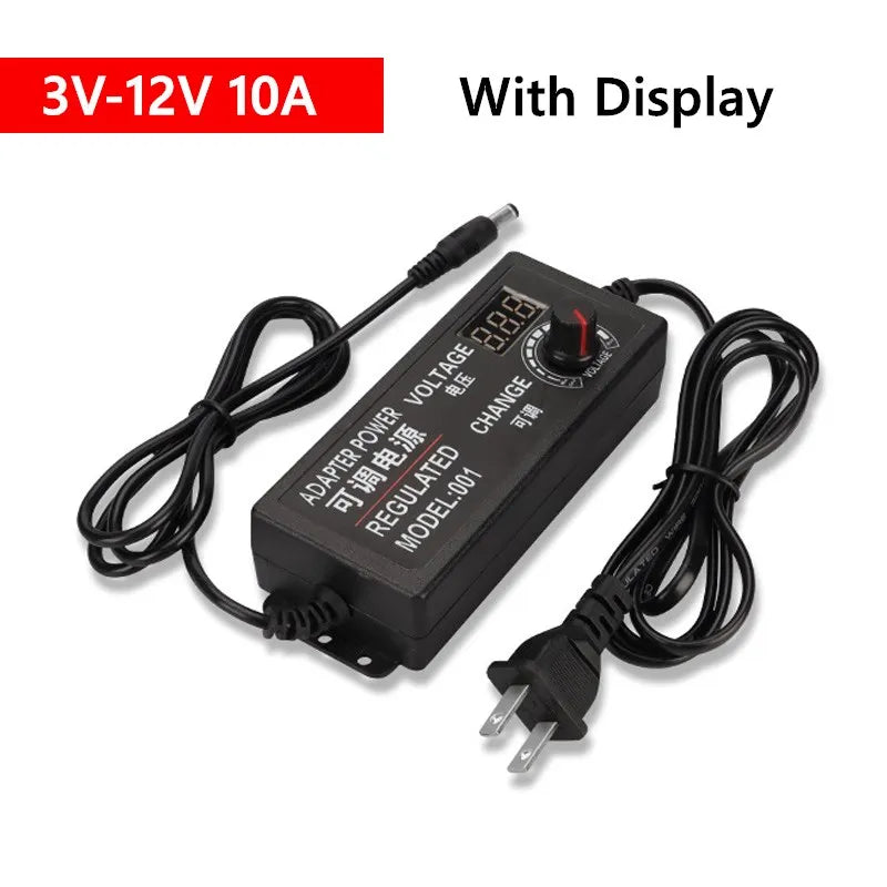 Adjustable AC DC Power Supply Adapter - 3V-36V Universal Voltage Converter with Multiple Jack Plugs for Home Appliances
