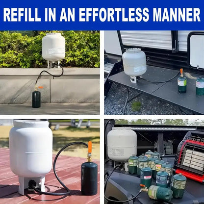 Propane Tank Refill Adapter Kit - 3ft Hose with Safety Shutoff Valve for 1 lb Bottles