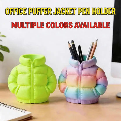 3D Puffer Jacket Pen Holder - Cute Creative Desk Organizer, Stand-Up Pen Pouch for Office & Home